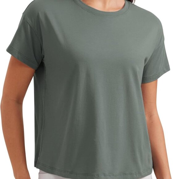 Pima Cotton Short Sleeve Workout Tops for Women Loose Basic T-Shirts Athletic Gy